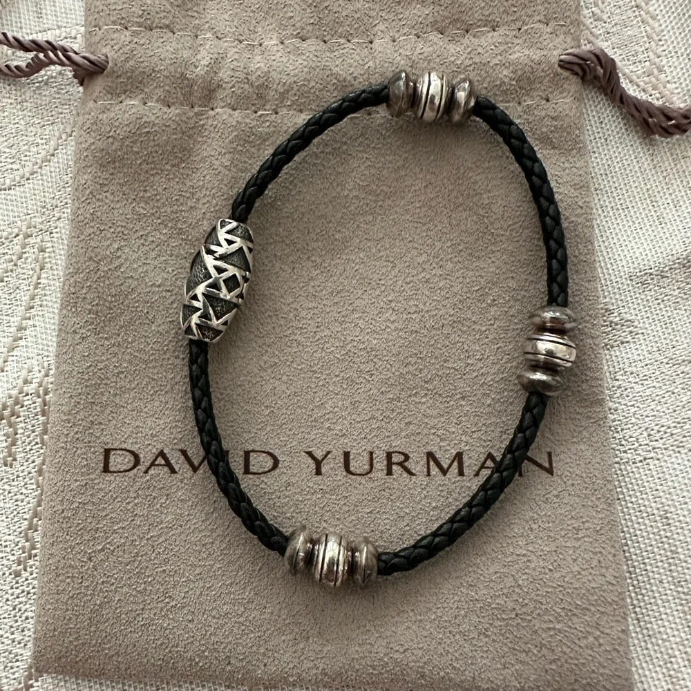 Authentic EUC Small Men’s David Yurman Black and Silver Cable Bracelet - Picture 2 of 7
